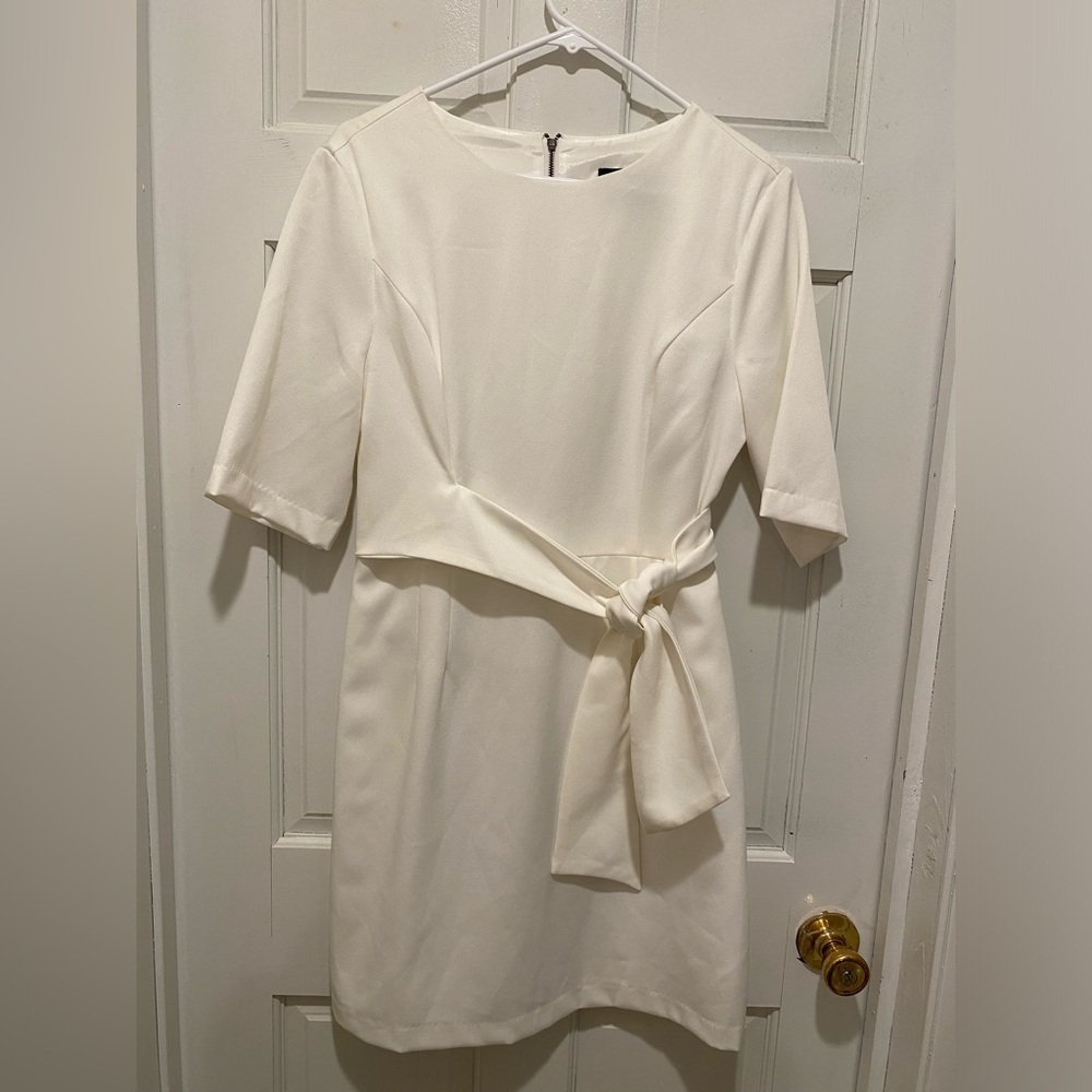 DO+BE White Sheath Midi Dress with 3/4 Sleeves - Picture 2 of 5